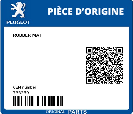 Product image: Peugeot - 735259 - RUBBER MAT  0