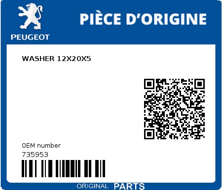 Product image: Peugeot - 735953 - WASHER 12X20X5 