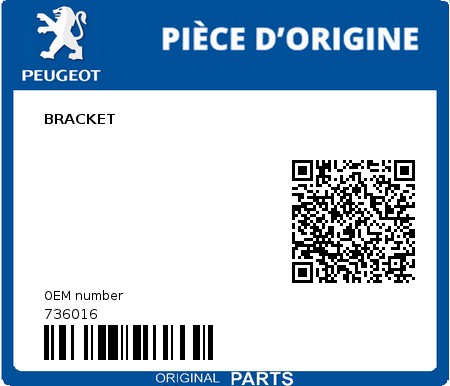 Product image: Peugeot - 736016 - BRACKET  0