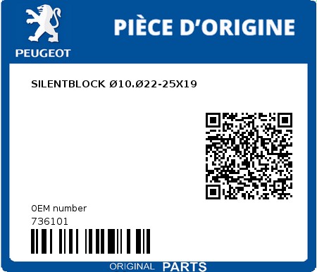 Product image: Peugeot - 736101 - SILENTBLOCK Ø10.Ø22-25X19  0