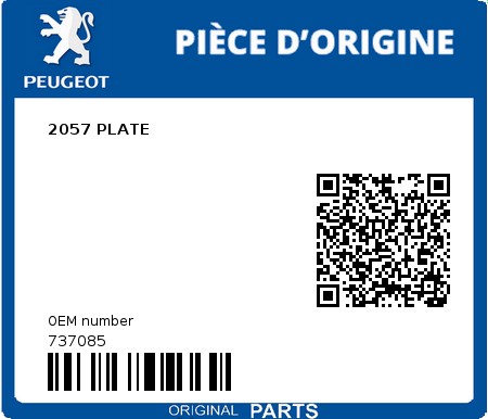 Product image: Peugeot - 737085 - 2057 PLATE 