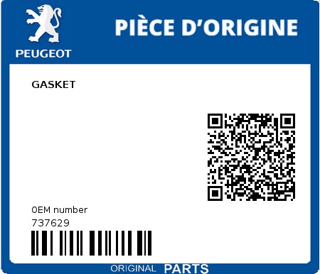 Product image: Peugeot - 737629 - GASKET 