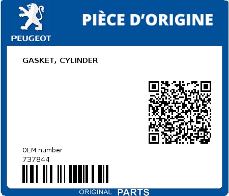 Product image: Peugeot - 737844 - GASKET, CYLINDER  0