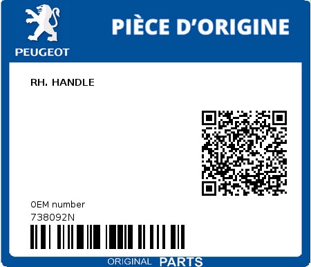 Product image: Peugeot - 738092N - RH. HANDLE  0