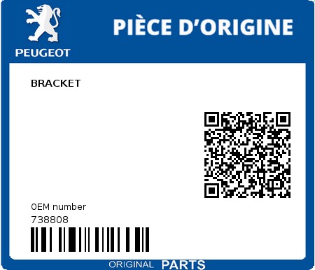 Product image: Peugeot - 738808 - BRACKET  0