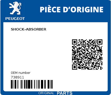 Product image: Peugeot - 738911 - SHOCK-ABSORBER  0