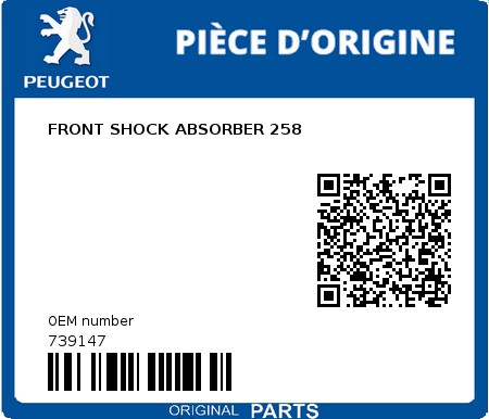Product image: Peugeot - 739147 - FRONT SHOCK ABSORBER 258  0