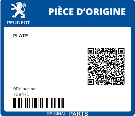 Product image: Peugeot - 739471 - PLATE 