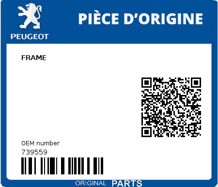 Product image: Peugeot - 739559 - FRAME  0