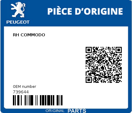 Product image: Peugeot - 739644 - RH COMMODO  0