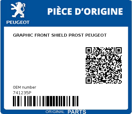 Product image: Peugeot - 741235P - GRAPHIC FRONT SHIELD PROST PEUGEOT  0