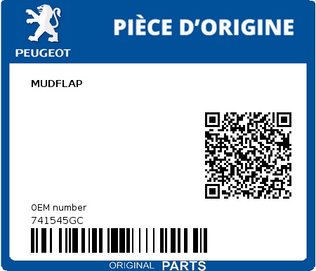 Product image: Peugeot - 741545GC - MUDFLAP  0