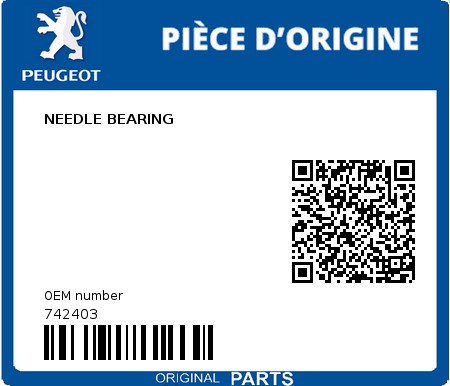 Product image: Peugeot - 742403 - NEEDLE BEARING  0