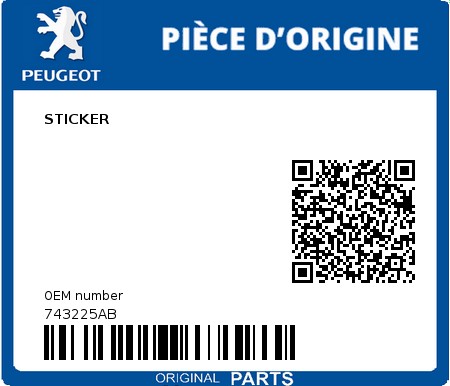 Product image: Peugeot - 743225AB - STICKER  0