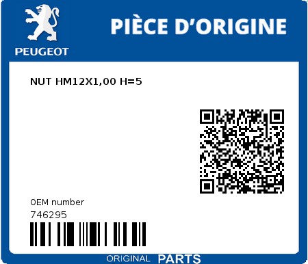Product image: Peugeot - 746295 - NUT HM12X1,00 H=5  0