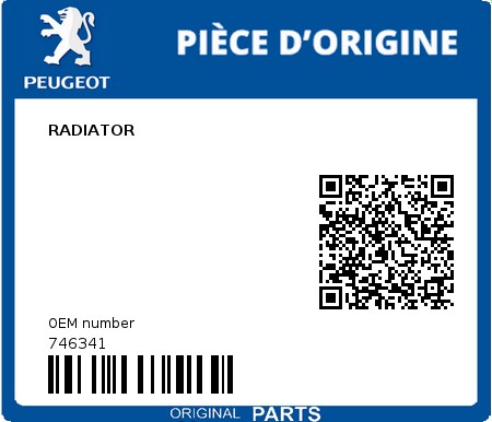 Product image: Peugeot - 746341 - RADIATOR  0
