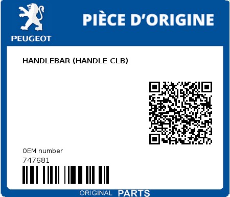 Product image: Peugeot - 747681 - HANDLEBAR (HANDLE CLB)  0