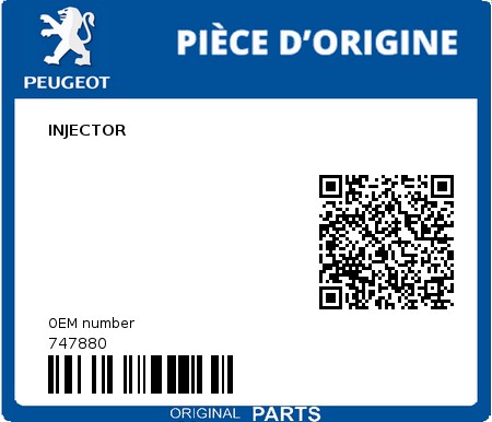 Product image: Peugeot - 747880 - INJECTOR 