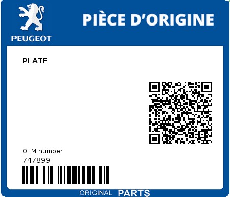 Product image: Peugeot - 747899 - PLATE  0