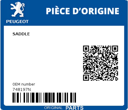 Product image: Peugeot - 748197N - SADDLE  0