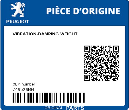 Product image: Peugeot - 749526BH - VIBRATION-DAMPING WEIGHT 