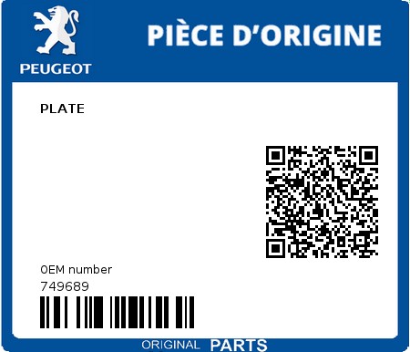 Product image: Peugeot - 749689 - PLATE  0