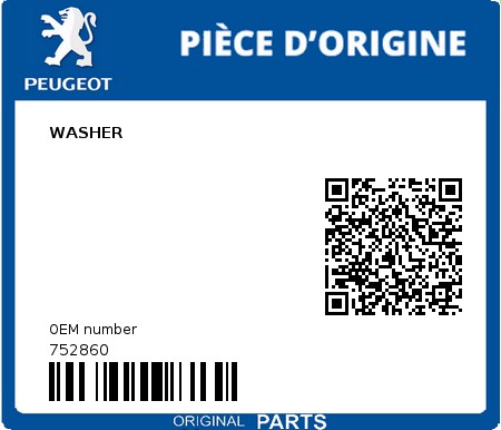 Product image: Peugeot - 752860 - WASHER  0