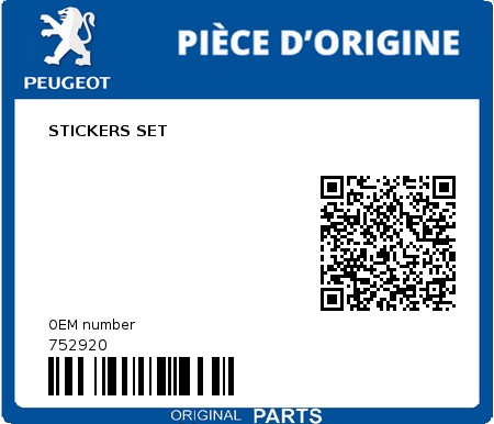 Product image: Peugeot - 752920 - STICKERS SET 