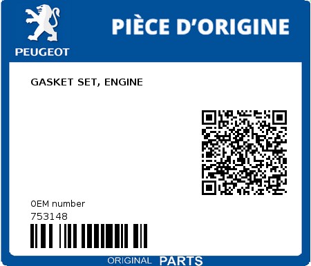 Product image: Peugeot - 753148 - GASKET SET, ENGINE 