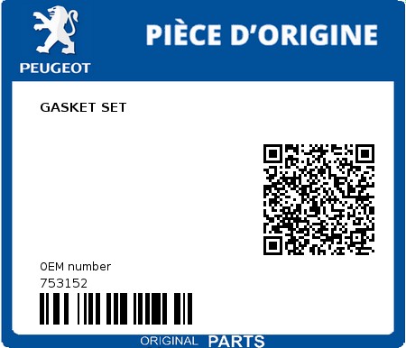 Product image: Peugeot - 753152 - GASKET SET  0