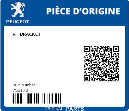 Product image: Peugeot - 753170 - RH BRACKET  0