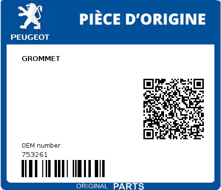 Product image: Peugeot - 753261 - GROMMET  0