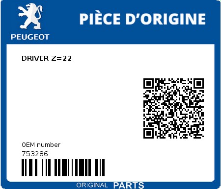 Product image: Peugeot - 753286 - DRIVER Z=22  0