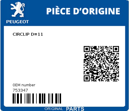 Product image: Peugeot - 753347 - CIRCLIP D=11  0