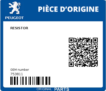 Product image: Peugeot - 753811 - RESISTOR  0