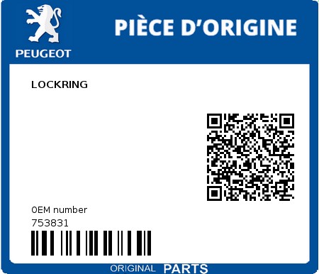 Product image: Peugeot - 753831 - LOCKRING  0