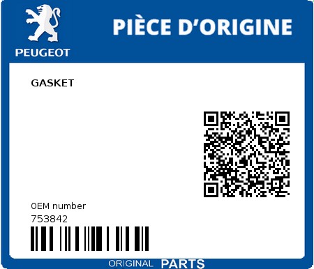 Product image: Peugeot - 753842 - GASKET  0