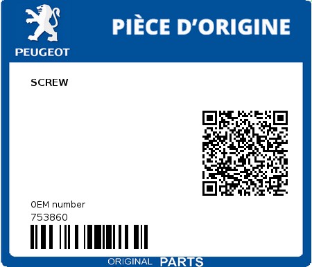 Product image: Peugeot - 753860 - SCREW  0