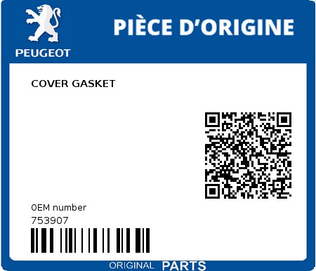 Product image: Peugeot - 753907 - COVER GASKET  0