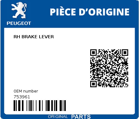 Product image: Peugeot - 753961 - RH BRAKE LEVER  0