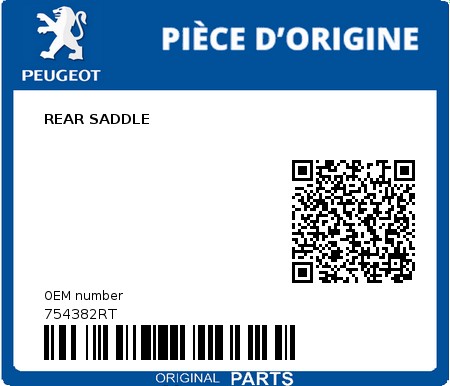 Product image: Peugeot - 754382RT - REAR SADDLE  0