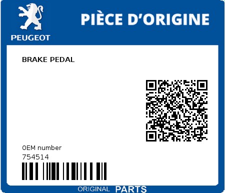 Product image: Peugeot - 754514 - BRAKE PEDAL  0