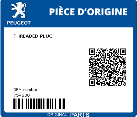 Product image: Peugeot - 754830 - THREADED PLUG  0