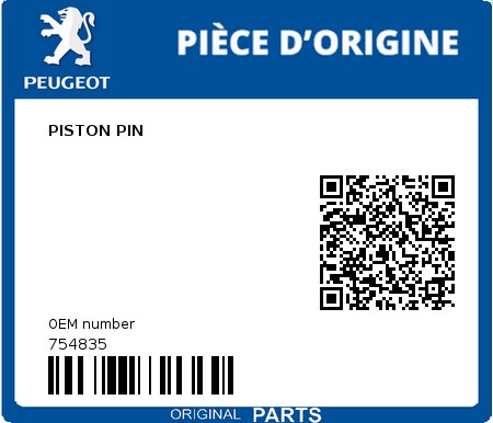 Product image: Peugeot - 754835 - PISTON PIN  0