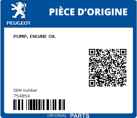 Product image: Peugeot - 754854 - PUMP, ENGINE OIL 