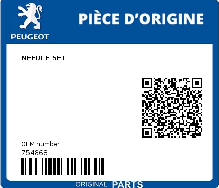 Product image: Peugeot - 754868 - NEEDLE SET 