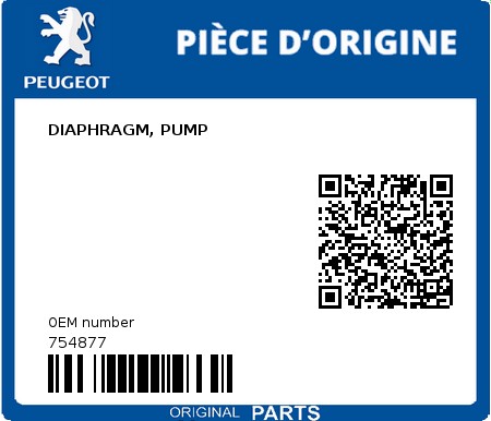 Product image: Peugeot - 754877 - DIAPHRAGM, PUMP 