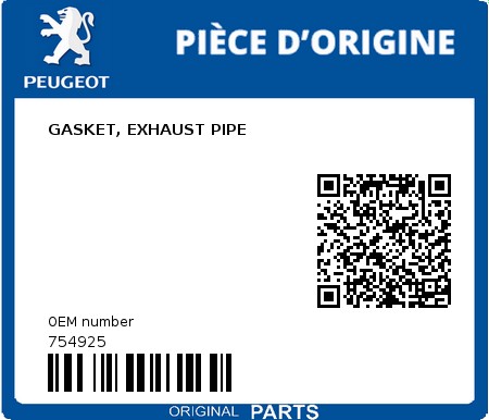 Product image: Peugeot - 754925 - GASKET, EXHAUST PIPE 