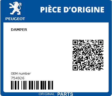 Product image: Peugeot - 754926 - DAMPER  0
