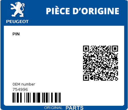 Product image: Peugeot - 754996 - PIN  0